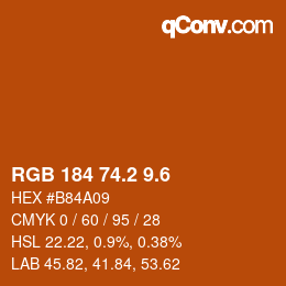 カラーコード: RGB 184 74.2 9.6 | qconv.com