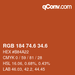 カラーコード: RGB 184 74.6 34.6 | qconv.com
