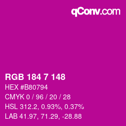 Color code: RGB 184 7 148 | qconv.com
