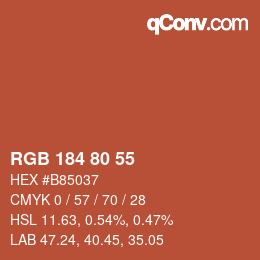 Color code: RGB 184 80 55 | qconv.com
