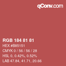 颜色代码: RGB 184 81 81 | qconv.com