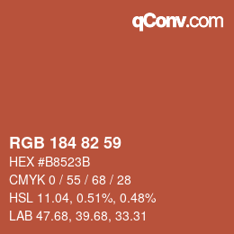 カラーコード: RGB 184 82 59 | qconv.com