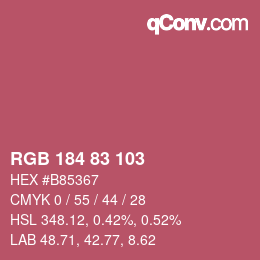 Color code: RGB 184 83 103 | qconv.com