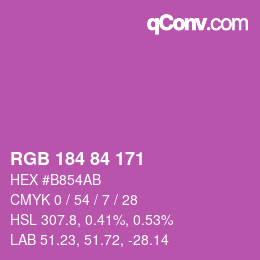颜色代码: RGB 184 84 171 | qconv.com