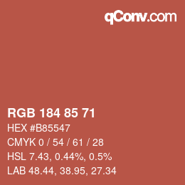颜色代码: RGB 184 85 71 | qconv.com