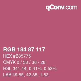 カラーコード: RGB 184 87 117 | qconv.com