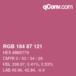 颜色代码: RGB 184 87 121 | qconv.com