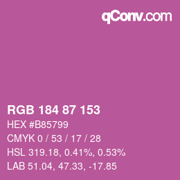 Color code: RGB 184 87 153 | qconv.com