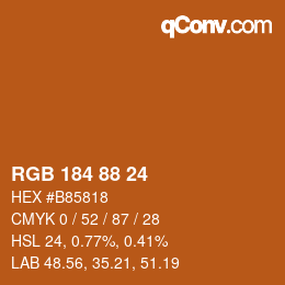 Color code: RGB 184 88 24 | qconv.com