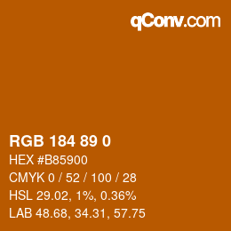 Color code: RGB 184 89 0 | qconv.com