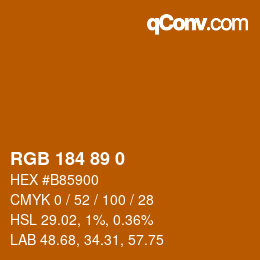 カラーコード: RGB 184 89 0 | qconv.com