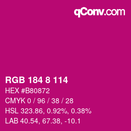 カラーコード: RGB 184 8 114 | qconv.com