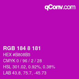 カラーコード: RGB 184 8 181 | qconv.com