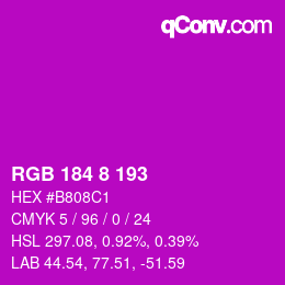 Color code: RGB 184 8 193 | qconv.com