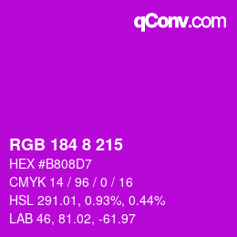 カラーコード: RGB 184 8 215 | qconv.com