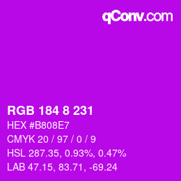 カラーコード: RGB 184 8 231 | qconv.com