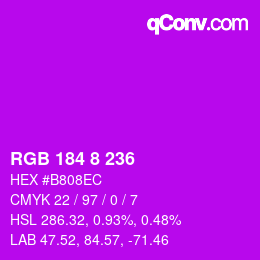 Color code: RGB 184 8 236 | qconv.com