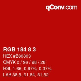 Color code: RGB 184 8 3 | qconv.com