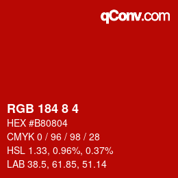 カラーコード: RGB 184 8 4 | qconv.com