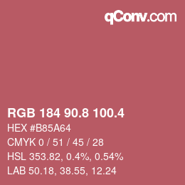 カラーコード: RGB 184 90.8 100.4 | qconv.com