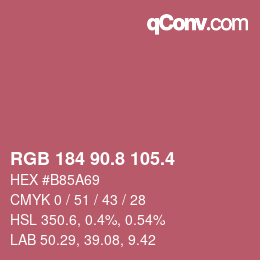 カラーコード: RGB 184 90.8 105.4 | qconv.com