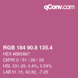 カラーコード: RGB 184 90.8 135.4 | qconv.com