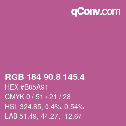 カラーコード: RGB 184 90.8 145.4 | qconv.com
