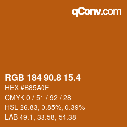 カラーコード: RGB 184 90.8 15.4 | qconv.com