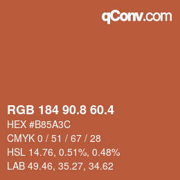 カラーコード: RGB 184 90.8 60.4 | qconv.com