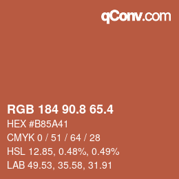カラーコード: RGB 184 90.8 65.4 | qconv.com