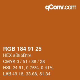 Color code: RGB 184 91 25 | qconv.com