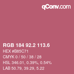 カラーコード: RGB 184 92.2 113.6 | qconv.com