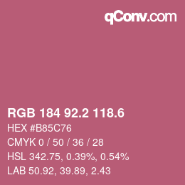 カラーコード: RGB 184 92.2 118.6 | qconv.com