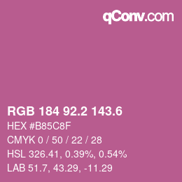 カラーコード: RGB 184 92.2 143.6 | qconv.com