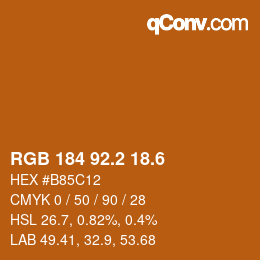 カラーコード: RGB 184 92.2 18.6 | qconv.com