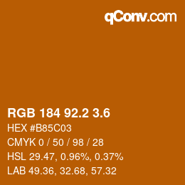 カラーコード: RGB 184 92.2 3.6 | qconv.com