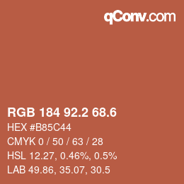 カラーコード: RGB 184 92.2 68.6 | qconv.com