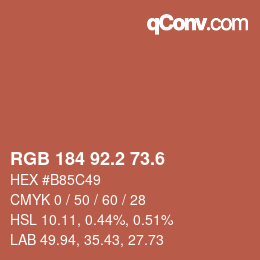 カラーコード: RGB 184 92.2 73.6 | qconv.com