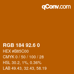 カラーコード: RGB 184 92.6 0 | qconv.com