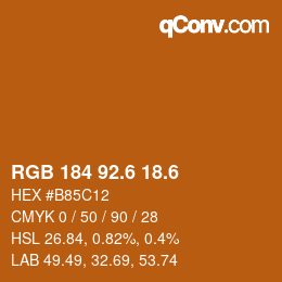カラーコード: RGB 184 92.6 18.6 | qconv.com