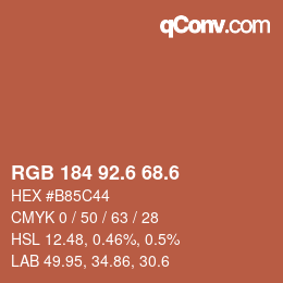 カラーコード: RGB 184 92.6 68.6 | qconv.com