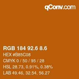 カラーコード: RGB 184 92.6 8.6 | qconv.com