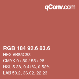 カラーコード: RGB 184 92.6 83.6 | qconv.com
