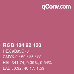 カラーコード: RGB 184 92 120 | qconv.com