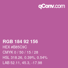 颜色代码: RGB 184 92 156 | qconv.com