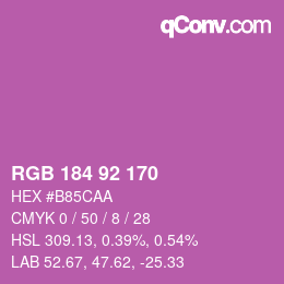カラーコード: RGB 184 92 170 | qconv.com