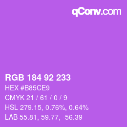 カラーコード: RGB 184 92 233 | qconv.com