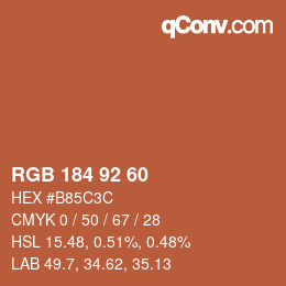 カラーコード: RGB 184 92 60 | qconv.com