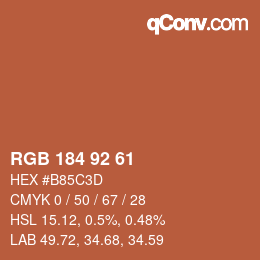 颜色代码: RGB 184 92 61 | qconv.com