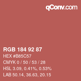 颜色代码: RGB 184 92 87 | qconv.com